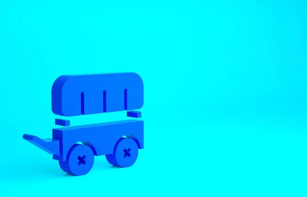 Blaues Wild West Planwagensymbol Isoliert Auf Blauem Hintergrund Minimalismus Konzept — Stockfoto