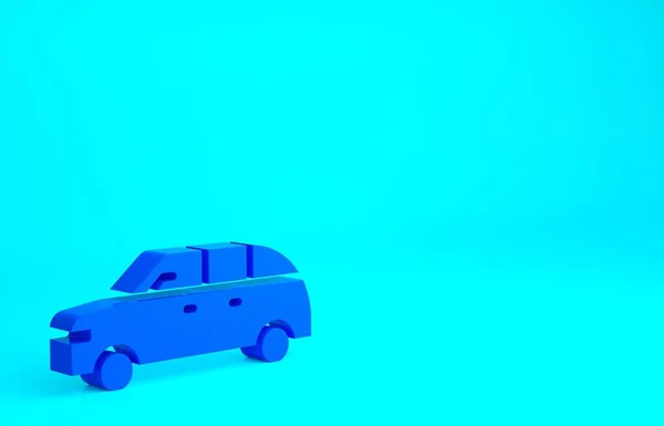 Icona Auto Blu Hatchback Isolato Sfondo Blu Concetto Minimalista Illustrazione — Foto Stock
