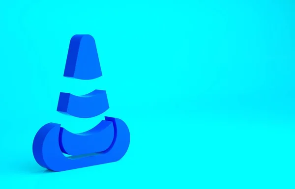 Icono Cono Tráfico Azul Aislado Sobre Fondo Azul Concepto Minimalista — Foto de Stock