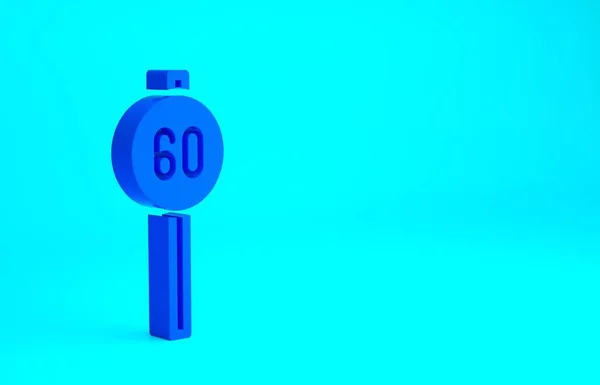 Blue Speed Begränsa Trafikskylt Ikon Isolerad Blå Bakgrund Minimalistiskt Koncept — Stockfoto