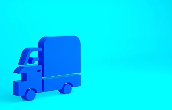 Blue Delivery Samochód Ciężarowy Ikona Izolowane Niebieskim Tle Koncepcja Minimalizmu — Zdjęcie stockowe