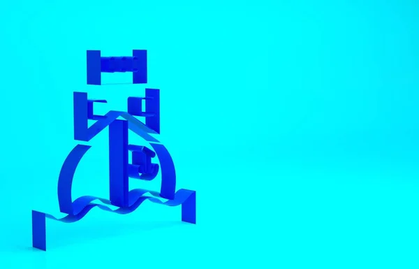 Blaues Frachtschiff Symbol Isoliert Auf Blauem Hintergrund Minimalismus Konzept Illustration — Stockfoto