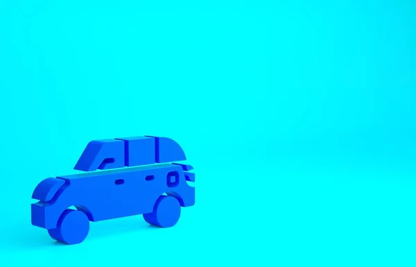Kék Hatchback Autó Ikon Elszigetelt Kék Háttérrel Minimalizmus Koncepció Illusztráció — Stock Fotó