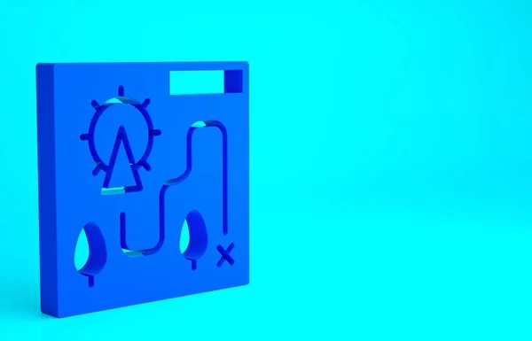 青の背景に隔離された青のアミューズメントパークマップアイコン 休暇中のエンターテイメント 最小限の概念 3Dイラスト3Dレンダリング — ストック写真