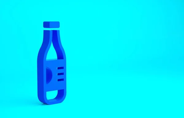 Bottiglia Blu Icona Dell Acqua Isolata Sfondo Blu Segno Bibita — Foto Stock