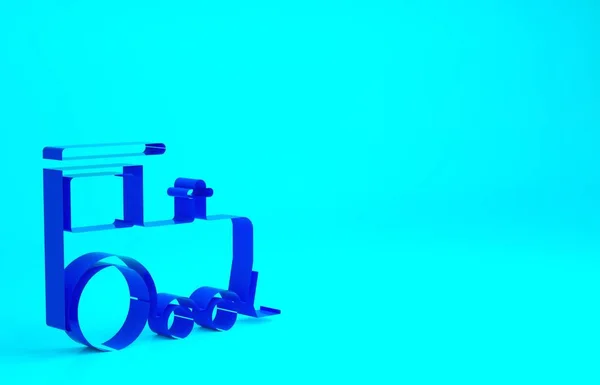 Blue Toy Train Icon Isolated Blue Background Minimalism Concept Illustration — Stock Photo, Image