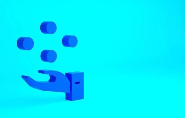 Blauw Jongleren Bal Pictogram Geïsoleerd Blauwe Achtergrond Minimalisme Concept Illustratie — Stockfoto