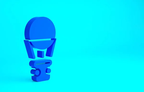 青い背景に隔離された青い熱気球のアイコン 旅行のための航空輸送 最小限の概念 3Dイラスト3Dレンダリング — ストック写真