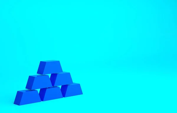青の背景に隔離された青の金の棒のアイコン 銀行業の概念 最小限の概念 3Dイラスト3Dレンダリング — ストック写真
