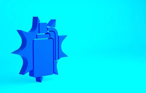 青の背景に隔離されたブルーハンドグレネードアイコン 爆弾爆発だ 最小限の概念 3Dイラスト3Dレンダリング — ストック写真