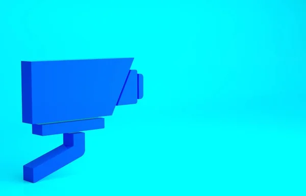 青の背景に隔離された青のセキュリティカメラアイコン 最小限の概念 3Dイラスト3Dレンダリング — ストック写真