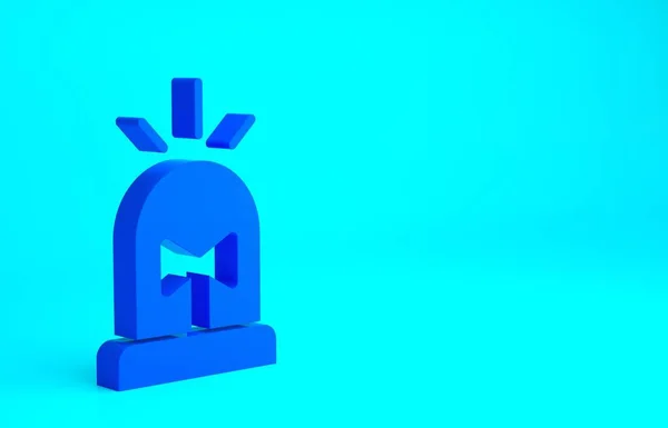 青の背景に隔離された青のフラッシャーのサイレンアイコン 緊急点滅サイレン 最小限の概念 3Dイラスト3Dレンダリング — ストック写真