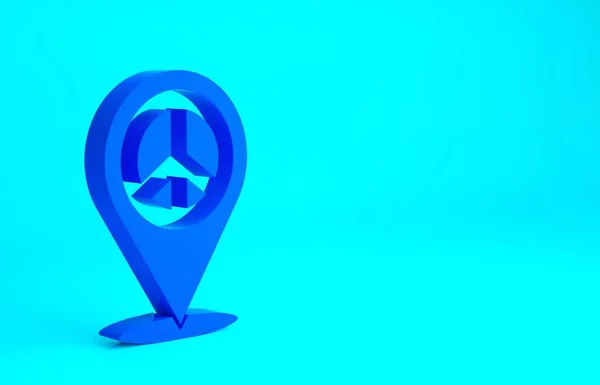 Niebieski Lokalizacja Ikona Pokoju Izolowane Niebieskim Tle Hipisowski Symbol Pokoju — Zdjęcie stockowe