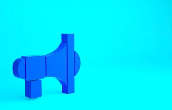 Blue Megaphone Icoon Geïsoleerd Blauwe Achtergrond Speaker Teken Minimalisme Concept — Stockfoto