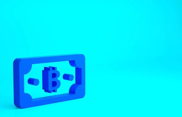 青の背景に隔離された暗号化ビットコインアイコン ブロックチェーン技術 デジタルマネー市場 最小限の概念 3Dイラスト3Dレンダリング — ストック写真