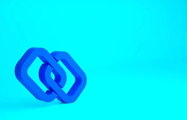 Blue Chain link icon isolated on blue background. Link single. Hyperlink chain symbol. Minimalism concept. 3d illustration 3D render.