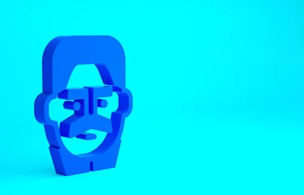 青い背景に孤立したジョセフ スターリンのアイコンの青の肖像 最小限の概念 3Dイラスト3Dレンダリング — ストック写真