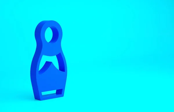 Blue Russian Doll Matryoshka Icon Isolated Blue Background Minimalism Concept — Stock Photo, Image