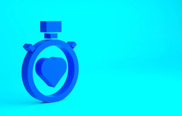 Blue Heart Centrum Stoppur Ikonen Isolerad Blå Bakgrund Alla Hjärtans — Stockfoto