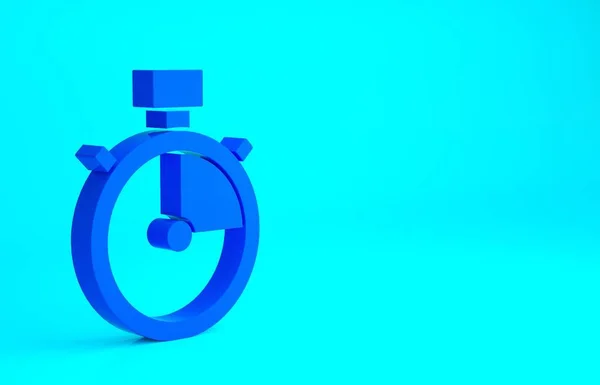 Blue Stopwatch Ikon Isolerad Blå Bakgrund Tidtagarskylt Kronometertecken Minimalistiskt Koncept — Stockfoto