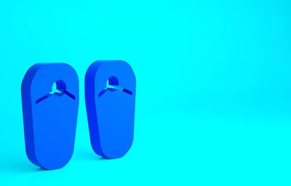 Chanclas Azules Icono Aislado Sobre Fondo Azul Cartel Zapatillas Playa —  Fotos de Stock