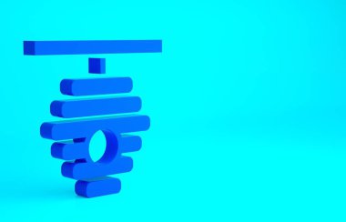 Mavi arka planda izole edilmiş arılar için Mavi Kovan. Arı kovanı sembolü. Apiary ve arı yetiştiriciliği. Tatlı doğal yemek. Minimalizm kavramı. 3d illüstrasyon 3B canlandırma.