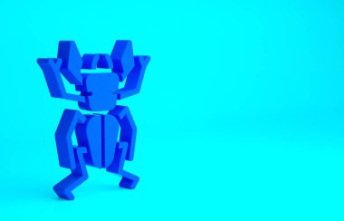 Mavi Böcek geyiği ikonu mavi arka planda izole edilmiş. Boynuzlu böcek. Büyük böcek. Minimalizm kavramı. 3d illüstrasyon 3B canlandırma.