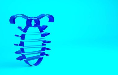 Mavi Larva böcek ikonu mavi arkaplanda izole edilmiş. Minimalizm kavramı. 3d illüstrasyon 3B canlandırma.