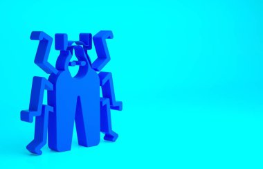 Mavi Böcek simgesi mavi arkaplanda izole edildi. Minimalizm kavramı. 3d illüstrasyon 3B canlandırma.