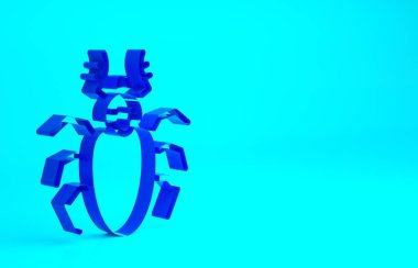 Mavi Böcek geyiği ikonu mavi arka planda izole edilmiş. Boynuzlu böcek. Büyük böcek. Minimalizm kavramı. 3d illüstrasyon 3B canlandırma.