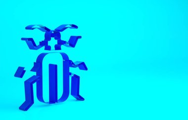 Mavi Chafer böceği simgesi mavi arkaplanda izole edildi. Minimalizm kavramı. 3d illüstrasyon 3B canlandırma.