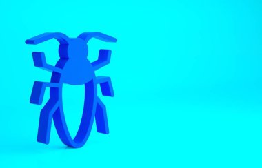 Mavi Hamamböceği simgesi mavi arkaplanda izole edildi. Minimalizm kavramı. 3d illüstrasyon 3B canlandırma.