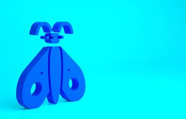 Mavi Kelebek simgesi mavi arkaplanda izole edildi. Minimalizm kavramı. 3d illüstrasyon 3B canlandırma.