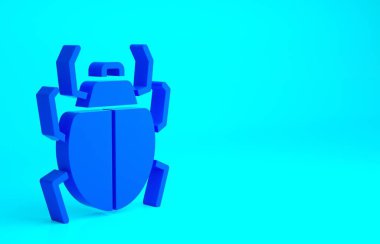 Blue Mite simgesi mavi arkaplanda izole edildi. Minimalizm kavramı. 3d illüstrasyon 3B canlandırma.