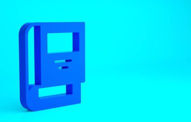 Mavi Tarih kitabı simgesi mavi arkaplanda izole edildi. Minimalizm kavramı. 3d illüstrasyon 3B canlandırma.