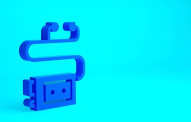 Mavi Müze ses rehberi simgesi mavi arkaplanda izole edildi. Gezintiler için kulaklık. Minimalizm kavramı. 3d illüstrasyon 3B canlandırma.