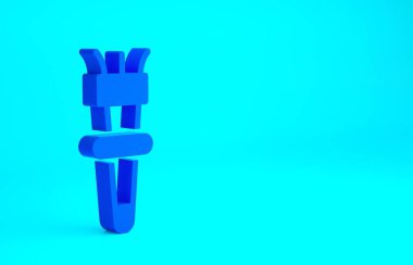 Mavi El Feneri alev ikonu mavi arkaplanda izole edildi. Sembol ateşi sıcak, alev gücü, alev ve ısı. Minimalizm kavramı. 3d illüstrasyon 3B canlandırma.