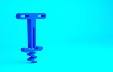 Mavi Pogo oyuncağı ikonu mavi arka planda izole edilmiş. Minimalizm kavramı. 3d illüstrasyon 3B canlandırma.