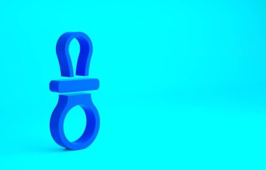 Mavi Bebek emzik ikonu mavi arkaplanda izole edildi. Çocuk oyuncağı. Minimalizm kavramı. 3d illüstrasyon 3B canlandırma.