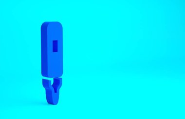 Mavi İşaretli kalem simgesi mavi arkaplanda izole edildi. Keçeli kalem. Minimalizm kavramı. 3d illüstrasyon 3B canlandırma.