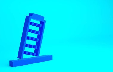 Pisa simgesindeki Mavi Eğik Kule mavi arka planda izole edilmiş. İtalya sembolü. Minimalizm kavramı. 3d illüstrasyon 3B canlandırma.