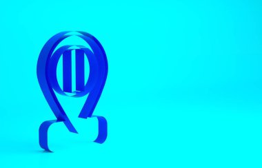 Mavi Konum bayrağı mavi arka planda izole edilmiş İtalya simgesi. Minimalizm kavramı. 3d illüstrasyon 3B canlandırma.