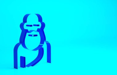 Mavi arka planda mavi Sokrates simgesi izole edildi. Sokrat Antik Yunan Atinası Antik Felsefe. Minimalizm kavramı. 3d illüstrasyon 3B canlandırma.