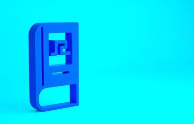 Mavi Yunan tarih kitabı ikonu mavi arkaplanda izole edilmiş. Minimalizm kavramı. 3d illüstrasyon 3B canlandırma.