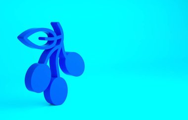 Mavi arkaplanda mavi zeytin dalı simgesi izole edildi. Minimalizm kavramı. 3d illüstrasyon 3B canlandırma.