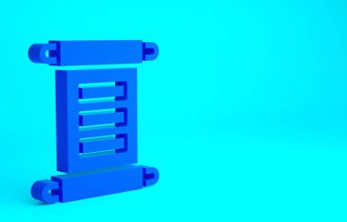 Mavi KHK, kağıt, parşömen, parşömen simgesi mavi arkaplanda izole edilmiş. Minimalizm kavramı. 3d illüstrasyon 3B canlandırma.