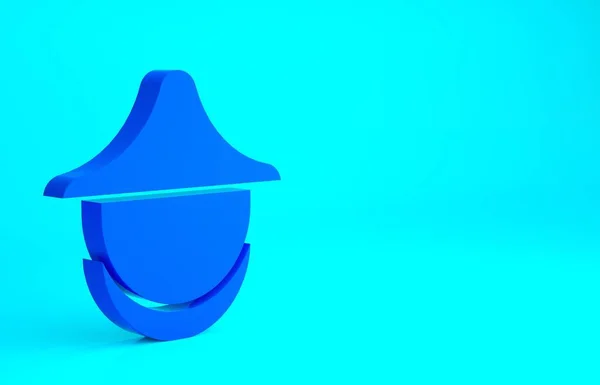 青い背景に隔離された帽子のアイコンを保護するブルービーチキーパー 特殊防護服だ 最小限の概念 3Dイラスト3Dレンダリング — ストック写真