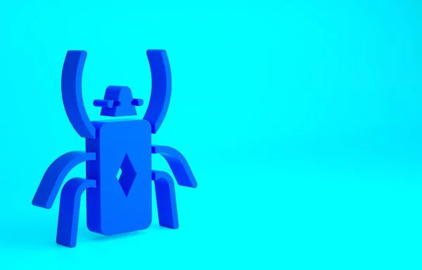 Blue Beetle Bug Icoon Geïsoleerd Blauwe Achtergrond Minimalisme Concept Illustratie — Stockfoto