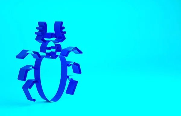 Blue Beetle Deer Icon Isolated Blue Background Horned Beetle Big — Stock Photo, Image