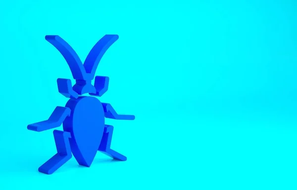 Icono Cucaracha Azul Aislado Sobre Fondo Azul Concepto Minimalista Ilustración —  Fotos de Stock